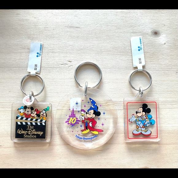 Vintage Mickey Mouse key chains lot 3 10th anniversary space Mickey Disney new - Picture 1 of 5